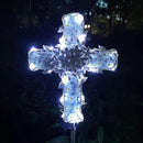 38Inch Solar Cross Garden Lights Outdoor Decorative - Solar Metal&Glass Cross White Hydrangea Flower Stake Lights- Waterproof 20 Warm White LED for Remembrance Gifts & Sympathy Gifts. by GreenHaven Gardens