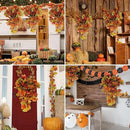 RECUTMS 2pcs Artificial Hanging Maple Leaves Plants Fake Fall Vines Plants Faux Autumn Hanging Fall Artificial Mums for Indoor Outdoor Thanksgiving Party Wedding Home Wall Door Decor(Green Yellow)
