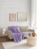 YnM Chunky Cotton Knit Throw Blanket, Cable Knit Throws for Bed Couch Sofa, Comfy & Relaxing, Decorative Piece for Farmhouse Modern Boho Rustic Scandinavian Chic Vibe, Lilac Purple 60x80 Inches by CozyNest Decor