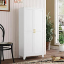 Metal Kitchen Pantry Storage Cabinet with 2 Doors and 3 Adjustable Shelves,Pantry Cabinet with Adjustable Leveling Foot for Kitchen, Living Room, Dining Room（White）