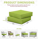 Patio Chair Cushions 19 X 19 X 4 Inch Waterproof Outdoor Seat Cushions for Patio Furniture, Outdoor Sofa Couch Pads with Ties & Handle, Set of 2, Grass Green by GreenHaven Gardens