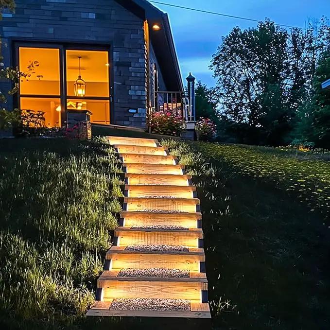 Solar Step Lights for Outside,12pack Solar Stair Lights Outdoor Waterproof IP67,Outdoor Deck Step Lights,Solar Outdoor Lights for Staircase,Patio,Front Step(Warm Brown), photo 6 of 6