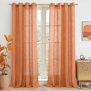 LAMIT Burnt Orange Linen Curtains 95 Inch Length 2 Panels, Linen Textured Light Filtering Drapes for Living Room/Bedroom Country Semi Sheer Window Treatments with Bronze Grommet, 52 x 95 Inch by CozyNest Decor