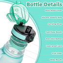 OLDLEY 32 oz Water Bottle, Motivational Water Bottle with Time Marker, Sports Water Bottle With Strap, Leakproof & BPA Free Large Water Bottles for School, Gym, Travel, Outdoor, Tritan,Green&Pink by CozyNest Decor