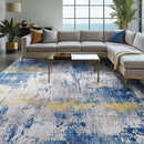 Washable Area Rugs 9'x12' Non-Slip Modern Abstract Soft for Living Room Entryway Bedroom Nursery, Print Pattern, Grey Blue Gold/Golden by TinyTreasures Baby Boutique