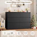 Dresser for Bedroom, Modern Black Dresser, Wood Chest of Drawers Nursery Dressers, with Storage, 7 Drawer Double with Handle Free, Large Storage Organizer for Living Room,White by TinyTreasures Baby Boutique