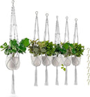 Sorbus Macrame Plant Hanger (6 Pack) Indoor Outdoor Hanging Plant Pots Cotton Rope, Elegant for Home, Patio, Garden (White) by GreenHaven Gardens