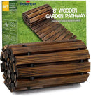 RELIANCER 8' Wooden Garden Pathway,Outdoor Roll Out Cedar Straight Walkway,Patio Path Decorative Garden Boardwalk Walkways,Weather-Resistant Roll Up Beach Wood Road Floor,Wedding Party Pathways by GreenHaven Gardens