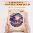 Jigfoxy Wooden Puzzles for Adults, Starry Night Fawn Wood Puzzles Adult, Unique Animal Shape Wooden Jigsaw Puzzles for Adults, Birthday Gifts for Puzzle Lovers, Family, Friend (S-8.5 * 8.5in-100pcs) by TinyTreasures Baby Boutique