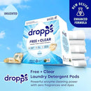 Dropps Free + Clear Biobased Power Laundry Detergent Pods, Unscented (64 Count) - HE Compatible Laundry Pods for Fresh Clothes - Laundry Soap Supplies & Recyclable Paperboard Packaging by CozyNest Decor