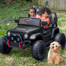 2 Seater Ride on Car Truck, 12V Kids Electric Ride on Toy for Big Kids Age 3-8 w/Remote Control- Black by TinyTreasures Baby Boutique