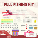 Kids Fishing Pole, Telescopic Fishing Rod, Toddler Collapsible Fishing Rod and Reel Combo with Tackle Box, Fishing Line, Bobber, and Soft Lures for Boy, Girl, Youth, Beginner, Over 4 Years Old by TinyTreasures Baby Boutique