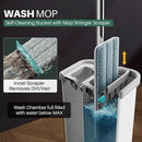 JOYMOOP Mop and Bucket with Wringer Set, Hands Free Flat Floor Mop and Bucket, with 5 Washable Microfiber Pads, Wet and Dry Use, Floor Cleaning System by CozyNest Decor