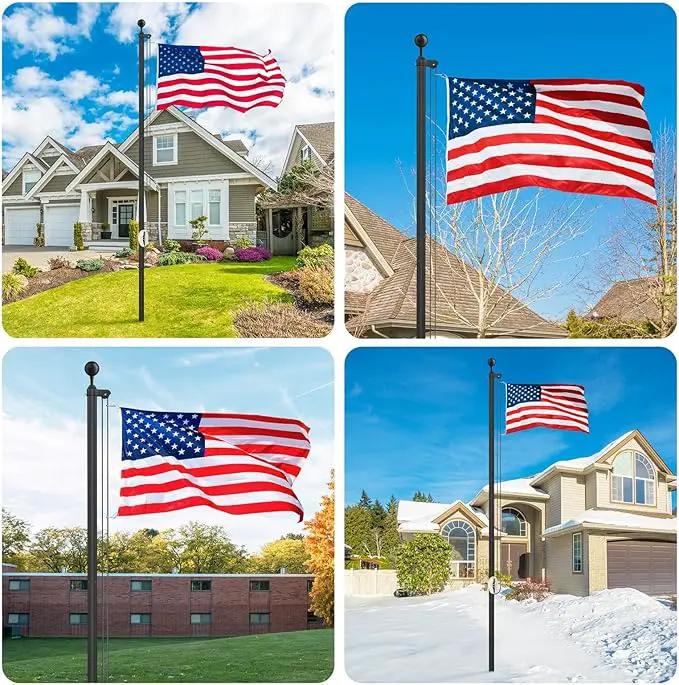 Flag Pole Kit 25FT, 12 Gauge 1.8mm Thickness Heavy Duty Flag Poles with 3x5 American Flag, Black Flag pole for Outdoor House In Ground, Extra Thick Flagpoles Suitable for Yard and Garden, photo 2 of 9