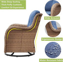 Outdoor Patio Swivel Rocker Chairs - Wicker Rattan Patio Swivel Rocking Chairs Set of 2 with High Back,Deep Seating and Comfort Cushions for Deck Porch Garden,Yellow/Blue by GreenHaven Gardens