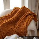 WESHIONGOO Chunky Knit Blanket Throw 40"×40" Knitted Throw Blankets for Couch Bed Fall Throw Blanket Fluffy Soft Blanket with Jumbo Chenille Yarn Thick 100% Handmade (Burnt Orange) by CozyNest Decor
