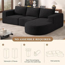 Modular Sectional Sofa with L-Shape Chaise,Cloud Sectional Modern Sleeper Couch with Deep Seat,Sponge Compression Sofas No Assembly Required(Black-Sherpa Fabric) 1PCS by CozyNest Decor