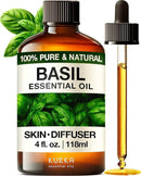 Kukka Basil Essential Oil for Diffusers - 4 Fl Oz - 100% Pure Natural Basil Oil for Skin & Aromatherapy Scent Massage Candles & Soaps Making Scent by CozyNest Decor