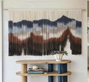Flber Large Macrame Wall Hanging 57" W x 31" L Handmade Dip Dye Tapestry Bohemian Fiber Art Wall Hanging Mountain Inspired Wall Tapestry Neutral Rustic Wall Decor for Bedroom Living Room by CozyNest Decor
