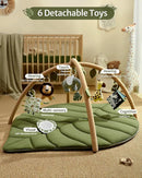 Blissful Diary Baby Play Gym & Activity Mat, Oversize Leaf Shaped Baby Play Mat w 6 Detachable Toys, Tummy Time Mat Promote Motor Skills & Sensory Development Mat, Newborn Infant Baby Essentials Gift by TinyTreasures Baby Boutique