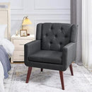 Accent Chair Button-Tufted Upholstered Living Room Chairs Comfy Reading Chair Mid Century Modern Chair with Linen Fabric Lounge Arm Chairs for Living Room Bedroom (Grey Set of 2) by CozyNest Decor