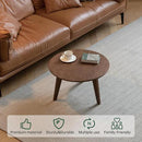 100% Solid Oak Wood Mini Coffee Table, Round Living Room Table Side Table w/Solid Wood Legs, Walnut Mid Century Sturdy Tables for Bedroom Balcony Living Room (23.62" D x 13.78" H) by CozyNest Decor