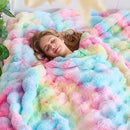 Lotus Karen Faux Fur Blanket Rainbow Twin Size - Big Bubble Rabbit Fluff Blanket for Couch, Small Fluffy Fuzzy Cozy Blanket, Thick Furry Plush Shaggy Blankets, 60x80 Inches by CozyNest Decor