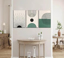 3 Pcs Sage Green Boho Canvas Wall Art Modern Abstract Minimalist Neutral Bohemian Sun Geometric Line Painting Picture Wall Decor Poster Print Artwork for Living Room Bedroom Home Decoration by CozyNest Decor