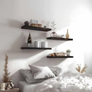 Wood Floating Shelves for Wall Decor, Rustic Wall Shelves for Bedroom Bathroom Kitchen Living Room, Set of 6 Walnut by CozyNest Decor