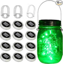 ZNYCYE Solar Mason Jar Lights, 12 Pack 30 LED Fairy Firefly Mason Jar Lids Outdoor Waterproof String Lights with Hangers(NO Jars) for Regular Mouth Jars Patio Garden Yard Wedding Decoration - Green by CozyNest Decor