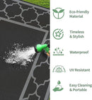 GENIMO 5' x 8' Outdoor Rug Waterproof for Patio Decor, Foldable Reversible Plastic Straw Area Rugs Mat for Camper, Outside Carpet for Rv, Deck, Porch, Picnic, Beach, Balcony, Black & Grey by GreenHaven Gardens