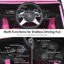 Costzon Ride on Car, Licensed Mercedes-Benz Maybach, 12V Battery Powered Vehicle Toy w/ 2 Motors, Remote Control, 3 Speeds, Lights, Horn, Music, Aux, Storage, Truck, Electric Car for Kids (Pink) by TinyTreasures Baby Boutique