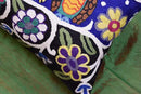 Lumbar Four Owls Decorative Pillow Cover Blue Whimsical Hand Embroidered Wool 14x20 by CozyNest Decor