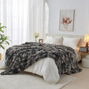 Lotus Karen Faux Fur Throw Blanket Tie-Dye Dark Gray - Big Bubble Rabbit Fluff Blanket for Couch, Small Fluffy Fuzzy Cozy Blanket, Thick Furry Plush Shaggy Blankets, 50x60 Inches by CozyNest Decor