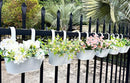 10" Hanging Flower Pots, Pack of 8 White Metal Outdoor Patio Balcony Planter, Railing Planters Fence Pot with Detachable Hook & Drainage Hole for Small Plants (White, 8Pcs) by CozyNest Decor