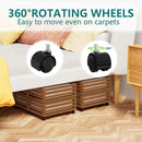 Bamboo Under Bed Storage Containers- Underbed Organizer with Wheels with Large Dust Bag,Sturdy Wood Rolling Under the Bed Shoe Storage Organizer Drawer 2 Packs (Walnut, Small) by CozyNest Decor