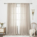 MYSKY HOME Living Room Curtains for Windows, Linen Look Texture Semi Sheers Boho Drapes Extra Long Floor Length Curtain Panels Soft Cotton Fabric, 50 x 108 Inch, Light Oatmeal, 2 PCs by CozyNest Decor
