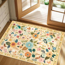 Floral 2x3 Area Rug Machine Washable Soft Print Boho Carpet Non Slip Doormat Low Pile Flower Area Rugs for Living Room Bedroom Nursery Kitchen Dining Room Indoor-Ivory/Yellow by TinyTreasures Baby Boutique