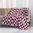 LOMAO Throw Blankets Flannel Blanket with Checkerboard Grid Pattern Soft Throw Blanket for Couch, Bed, Sofa Luxurious Warm and Cozy for All Seasons (Burgundy, 50"x60") by CozyNest Decor