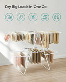 SONGMICS Clothes Drying Rack, Foldable 2-Level Laundry Drying Rack, Free-Standing Laundry Airer, with Height-Adjustable Wings, 33 Drying Rails, Sock Clips, White and Gray ULLR053G01V1 by CozyNest Decor