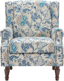 UIXE High Back Floral Accent Chair, Fabric Upholstered Armchair for Living Room, Retro Printed Wingback Arm Chair Nailhead Trim Single Sofa Bedroom Reading Seat - Boho Blue by CozyNest Decor