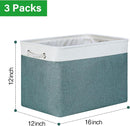 Bidtakay Large Storage Baskets for Shelves 3 Pack Fabric Storage Bins for Organizing Linen Collapsible Organizer for Closet-Deep Green by TinyTreasures Baby Boutique