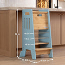 Toddler Tower with a Sliding Door and 3 Adjustable Heights - Complete Toddler Kitchen Stool Helper with Support Feet - Safe Design for 18+ Months to 6-Year-Old Kids - Blue by TinyTreasures Baby Boutique