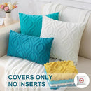 decorUhome Fall Throw Pillow Covers 22x22 Inch Set of 2, Soft Plush Decorative Faux Fur Teal Solid Couch Pillow Covers, Accent Farmhouse Neutral Square Euro Pillow Cases for Sofa Bed Living Room by CozyNest Decor