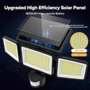 UME Solar Outdoor Lights 302 LED 3000LM, IP65 Waterproof Motion Sensor Outdoor Lights, 3 Heads Solar Security Flood Lights 270 Wide Lighting Angle with 3 Modes for Garden Patio Yard by GreenHaven Gardens