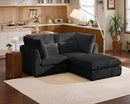 Oversized Modular Sofa, Extra Deep Cloud Corduroy Sectional Couch with Ottoman Chaise, Fluffy Chenille Loveseat L Sofa for Living Room, Villa (Loveseat+Ottoman, Corduroy Black) by CozyNest Decor