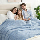 Snuggle Sac Queen Size Bed Blanket Heather Blue, Reversible Super Soft Microfiber Blankets Warm Cozy Knit Fuzzy Plush Bed Blankets, Blue, Queen 90x90 by TinyTreasures Baby Boutique