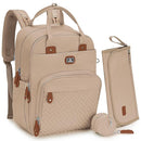Dikaslon Diaper Bag Backpack with Portable Changing Pad, Pacifier Case and Stroller Straps, Large Unisex Baby Bags for Boys Girls, Multipurpose Travel Back Pack for Moms Dads, Milk Tea Khaki by TinyTreasures Baby Boutique