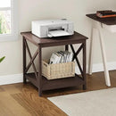 ChooChoo End Table, 24 Inch End Table with 2-Tier Storage Shelf, Side Table for Living Room, Wood Nightstand for Bedroom, Office, Painted Surface, Espresso by CozyNest Decor