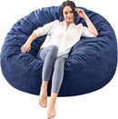 Bean Bag Chairs for Adults - Memory Foam Furniture BeanBag Chair - Kids/Teens Sofa with Soft Micro Fiber Cover - Round Fluffy Couch for Living Room Bedroom College Dorm - 5 ft, Navy by CozyNest Decor